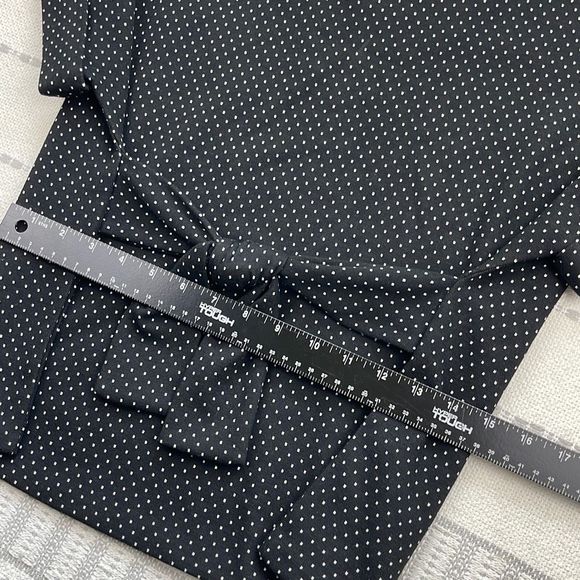 Express Blouse Womens XS Short Sleeve Top Front Tie Waist Stretch Shirt Black - Picture 6 of 9